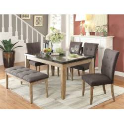 Huron Dining 6PC set (TABLE+4SIDE CHAIRS + 1 Bench)